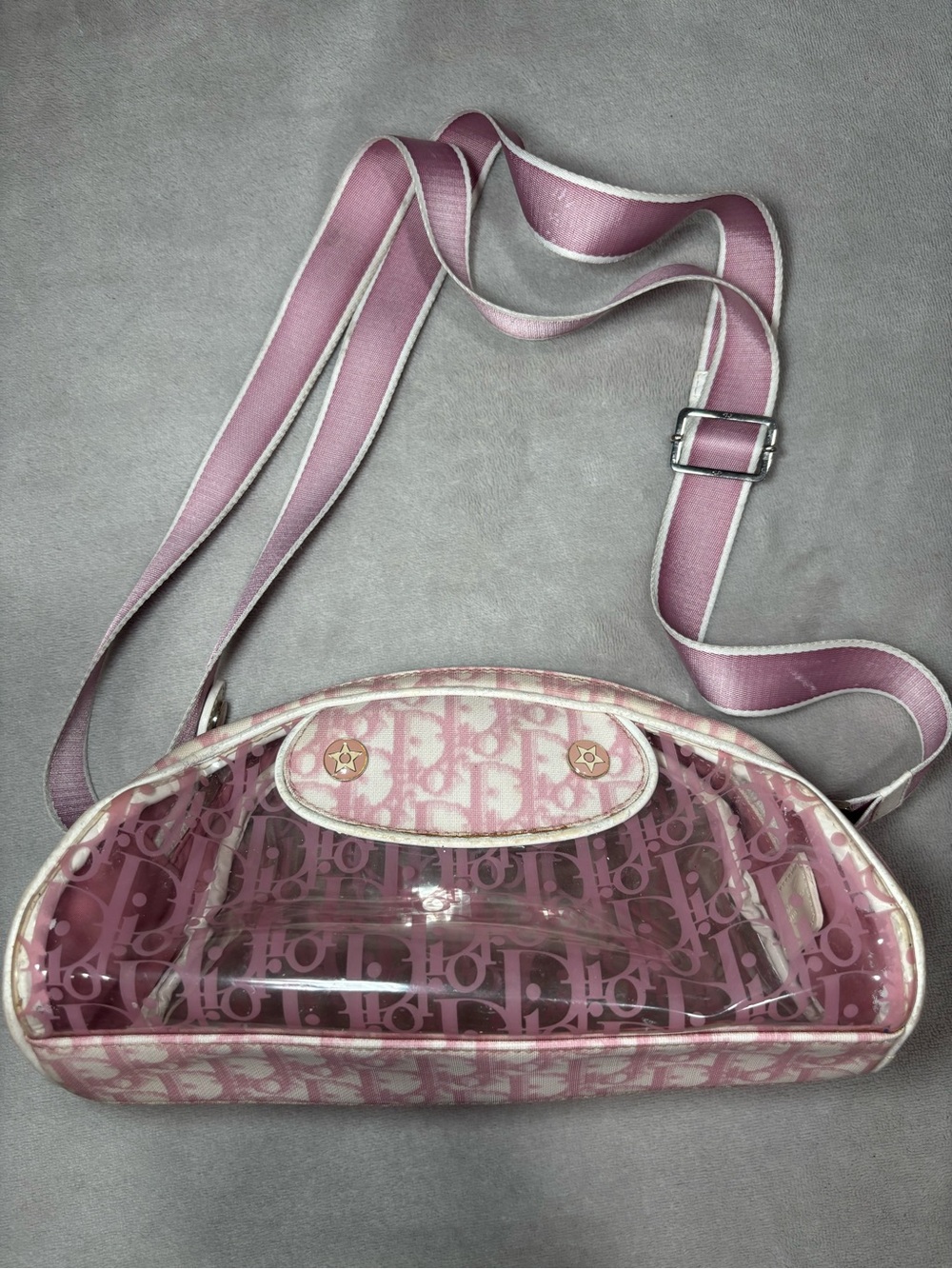 Christian Dior Vintage Trotter Transparent Clear PVC Diorissimo Bag